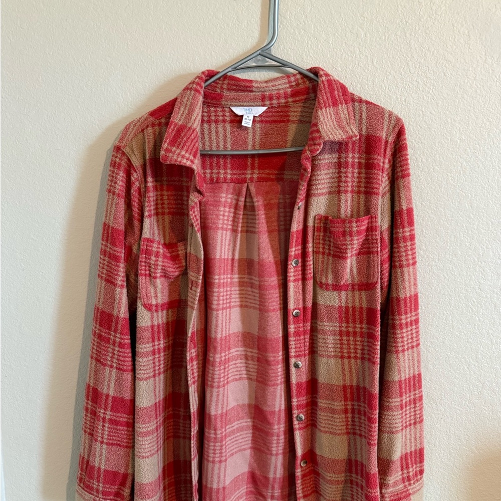 Time and Tru Orange and Cream Plaid Shirt